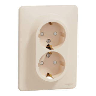 Double socket-outlet, Sedna Design & Elements, 16A, 250V, side earth, with shutter, beige main