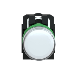 pilot light, Harmony XB5, grey plastic, white, 22mm, universal LED, plain lens, 24V AC DC