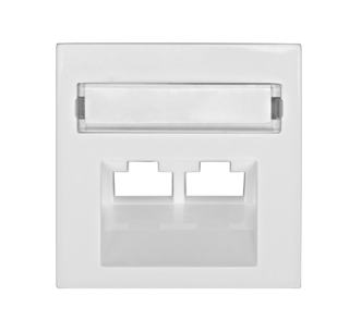 Cover for RJ45 UAE outlet, labelling window, 2-Port, white