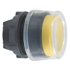 Head for non illuminated push button, Harmony XB5, plastic, projecting, yellow, 22mm, spring return, booted, unmarked main