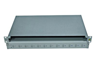 FO Splicebox empty for 12 LC-Duplex couplers, 1U, RAL7035