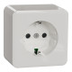 Socket-outlet, Exxact Surface, complete product, 2P + E, 16A, side earth, with shutter,white main