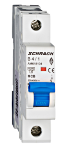 Automātslēdzis (MCB) AMPARO 6kA, B 4A, 1-pole, Schrack Teknik, AM618104-- main