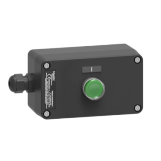 Control station, Harmony XAW, metal with fiberglass, start function, 1 flush push button 40mm, green, 1NO, ATEX main