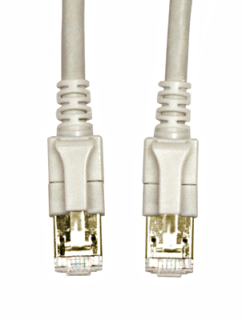 LED Patchcord RJ45 shielded, Cat.6a 10GB, LS0H, grey, 1.0m