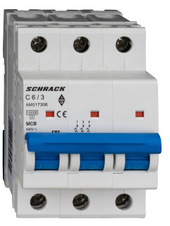 Miniature Circuit Breaker (MCB) AMPARO 10kA, C 6A, 3-pole main