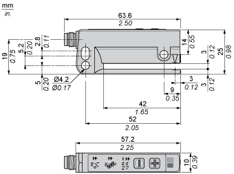 Фотоэлектрический датчик, photoelec sensor label fork 40x3, 12...24 V DC, NPN NO/NC connect M8, XUVE04M3NSNM8 alt_view_2