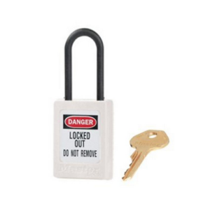 S32KAMKWHT | Zenex Padlock Plastic Shackle WHITE Keyed Alike and Master Keyed (Master key to order separately) - NO Key retaining main
