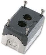 Empty control station, Harmony XALD, XALK, plastic, dark grey lid, for push button 22mm, 2 cut outs main