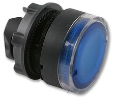 Head for illuminated push button, Harmony XB5, plastic, blue flush, 22mm, universal LED, spring return, plain lens main