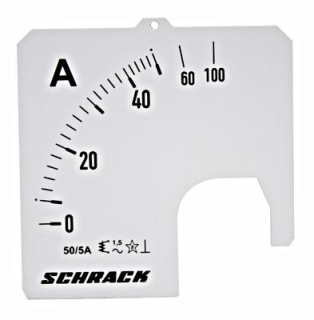 Ammeter scale plate 72x72mm 50/100/5A VAC, MGS57050-A Schrack Technik main