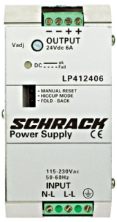 Single-phase Power Supply, pulsing, 230VAC/24VDC, 6A at 50°C main