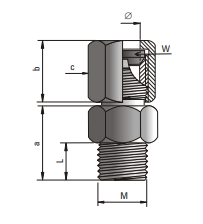 čaula temperatūras sensora stiprināšanai, G1/2"- 8mm, KPG1/2-8-ST Czaki main