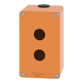 Empty control station, Harmony XAP, XB2 SL, zinc alloy, orange, M20, 2 cut outs 22mm, 80x130x77mm, UL cULus