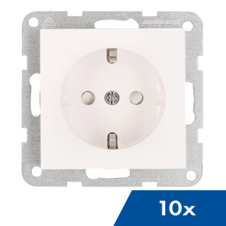 Socket outlet with safety shutter, cage clamps, 10 pcs,white, EV101303 Schrack Technik