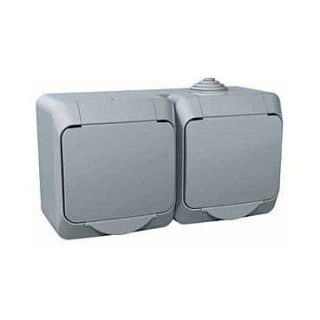 Cedar Plus - double socket-outlet sideE - 16A, shutters, grey main