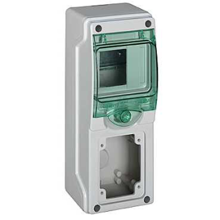 Mini enclosure for power outlet, Mureva Enclosure, 1x4 mod., 1 opening 65x85mm, (W)98mm x (H)248mm, without term. block main