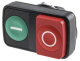 Head for double headed push button, Harmony XB5, plastic, 22mm, 1 green flush marked I + 1 red projecting marked O alt_view_3