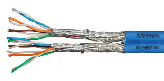 S/FTP Cable Cat.7,2x(4x2xAWG23/1),1.000MHz,LS0H,Dca 30% blue, HSKP823PP5, Schrack Technik