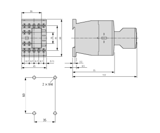 Auxiliary contact for contacter size 0-1, 2 NO 2 NC, LTZ0D222-- Schrack Technik