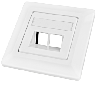 Outlet empty for 2 modules (SFB), 80x80mm, angled, RAL9010, HSED02UWBS Schrack Technik