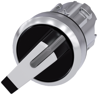 Toggle switch illuminable, 22 mm, round, metal, high gloss, white, knob short, 3SU1052-2FF60-0AA0, Siemens main