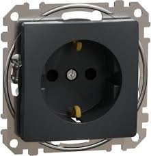 Socket-outlet, Sedna Design & Elements, 16A, 250V, side earth, with shutter, anthracite main