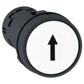 Monolithic push button, Harmony XB7, plastic, white, 22mm, spring return, marked UP ARROW, 1NO main