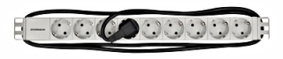 19" PDU, 9xSchuko, Profile ALU 1U, 2m-cable, RAL7035