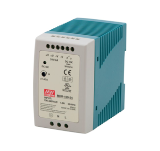 Power Supply; DIN; 96W; 24V; 4A; 85-264VAC; 120-370VDC, MeanWell, MDR-100-24 main