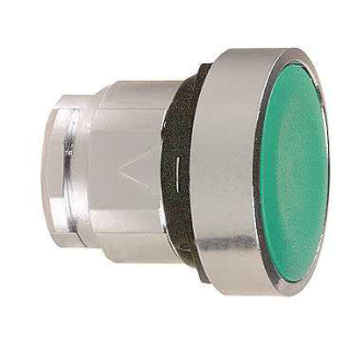 Head for non illuminated push button, Harmony XB4, metal, flush, green, 22mm, spring return, unmarked main