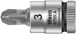 8755 A Pozidriv Zyklop bit socket, 1/4" drive, PZ 3 x 28 mm, 05003355001 Wera main