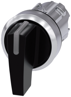 Toggle switch illuminable, 22 mm, round, metal, high gloss, black, knob long, 3SU1052-2CN10-0AA0, Siemens main