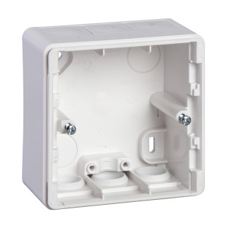 Mounting box, Exxact, surface mount, 1-gang, high, IP44, white