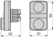 Head for double headed push button, Harmony XB5, plastic, 22mm, 1 green flush marked I + 1 red projecting marked O alt_view_2