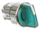 Head for illuminated selector switch, Harmony XB4, metal, green handle, 22mm, universal LED, 3 positions, stay put alt_view_3
