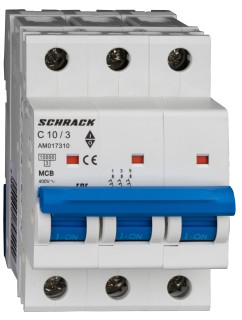 Miniature Circuit Breaker (MCB) AMPARO 10kA, C 10A, 3-pole main