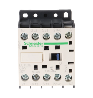 Contactor, TeSys K, 3P, AC-3/AC-3e,440V 6A, 1NC aux, 230V AC 50/60Hz coil