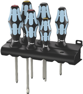 3334/3350/3355/6 Screwdriver set, stainless and rack, 6 pieces, 05032063001 Wera main