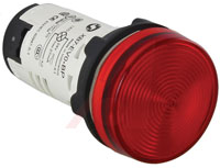 Monolithic pilot light, Harmony XB7, plastic, red, 22mm, integral LED, 24V AC DC main