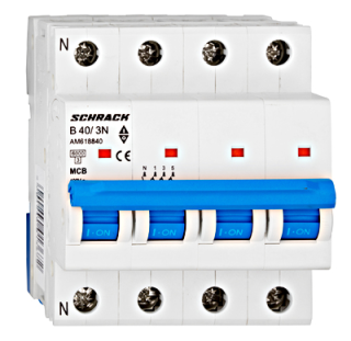 Automātslēdzis (MCB) AMPARO 6kA, B 40A, 3+N, Schrack Teknik, AM618840-- main