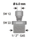 Termodev.fiks.mont. stiprinājums, Din=6mm, 1/2"G, 2000.30.009 Pixsys alt_view_4