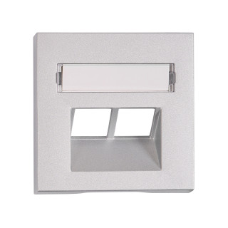 Cover for RJ45 UAE outlet, labelling window, 2-Port, silver, EV124312 Schrack Technik