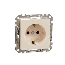 Socket-outlet, Sedna Design & Elements, 16A, 250V, side earth, with shutter, beige main