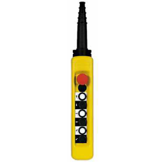 Pendant control station, Harmony XAC, plastic, yellow, 6 push buttons with NO+NC, 1 emergency stop NC main