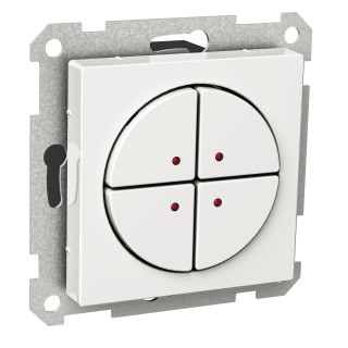SELV push-button, Exxact, 4 gangs, 1-pole, 1-way, white main