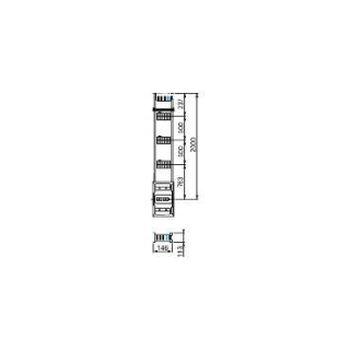 Vertical distribution length, Canalis KSA630, aluminium, 630A, fixed length 2m, 3 outlets, 3L+N+PE, white RAL9001 main