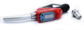 Degvielas uzpildes pistole ar LCD ekrānu, Plūsma: 20-75 l/min, 1" savienojums, Maksimālais spiediens: 0,25 MPa, Degvielas veidi: Dīzelis, benzīns, petroleja main
