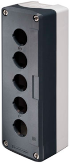 Empty control station, Harmony XALD, XALK, plastic, dark grey lid, for push button 22mm, 5 cut outs main