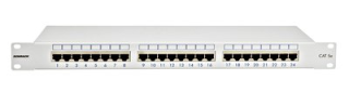 Patchpanel 19" 24xRJ45 shielded, Cat.5e, 1U, RAL7035